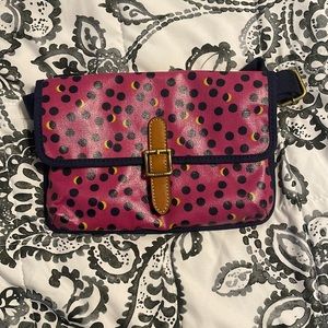 NWT Fossil Canvas Coated Dotted Crossbody